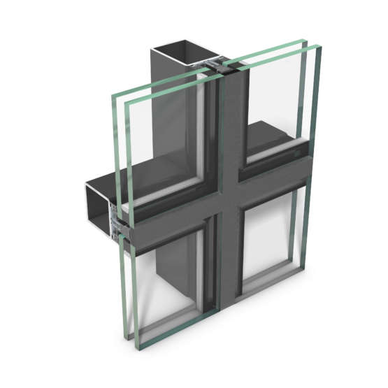 rp tec 55-1SG, Ganzglas-Fassade (Structural Glazing) als Aufsatzkonstruktion