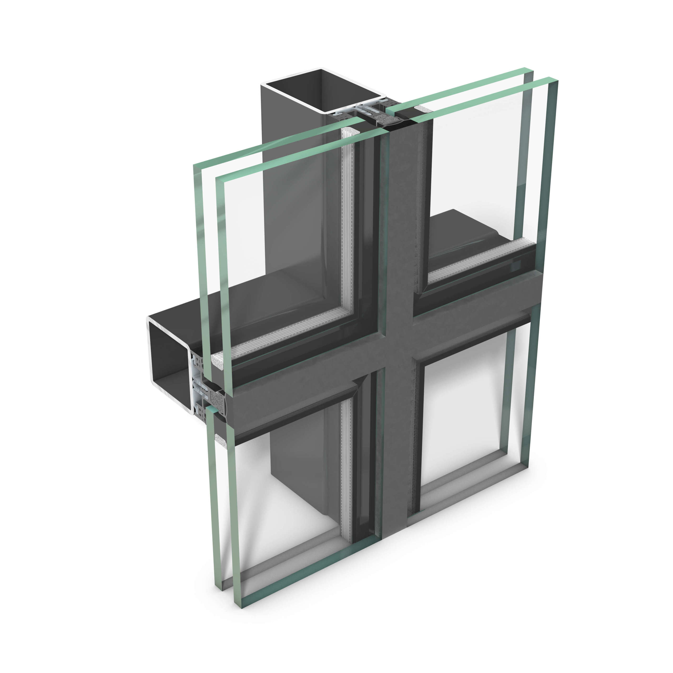 rp tec 55-1SG, all-glass curtain wall (structural glazing) serving as an add-on structure