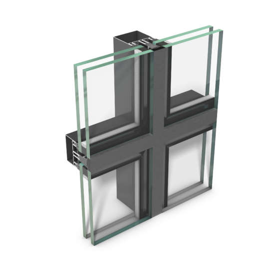 rp tec 55SG, mullion-transom steel curtain wall for all-glass solutions