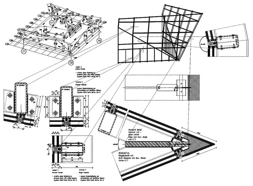Cube Birmingham Stahl Aufsatzfassade Rp Tec 55 1SG Schnitt Cube Birmingham Stahl Aufsatzfassade Rp Tec 55 1SG Schnitt